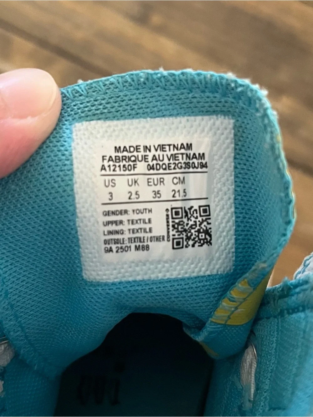 Converse Kids Youth High-Top Canvas Sneakers in Teal with Yellow Duck Print